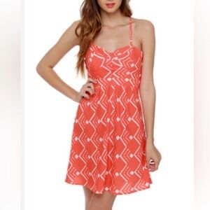 O'Neill 🧡Orange and White Spaghetti Strap Mini Dress Size 11